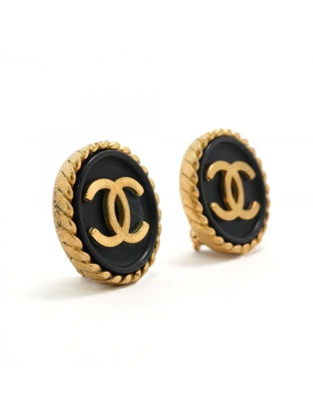 Chanel Earrings Vintage CC Logo Round